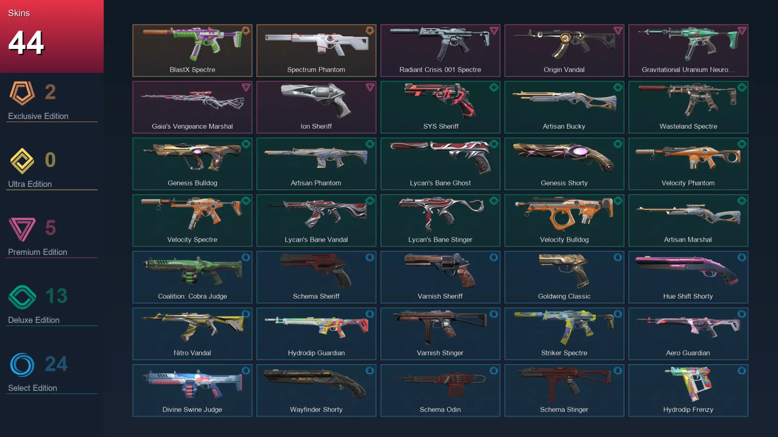 AP | Lv51 | Unranked | 44 Skin | 17 Agent | 39 Buddy — Valorant account