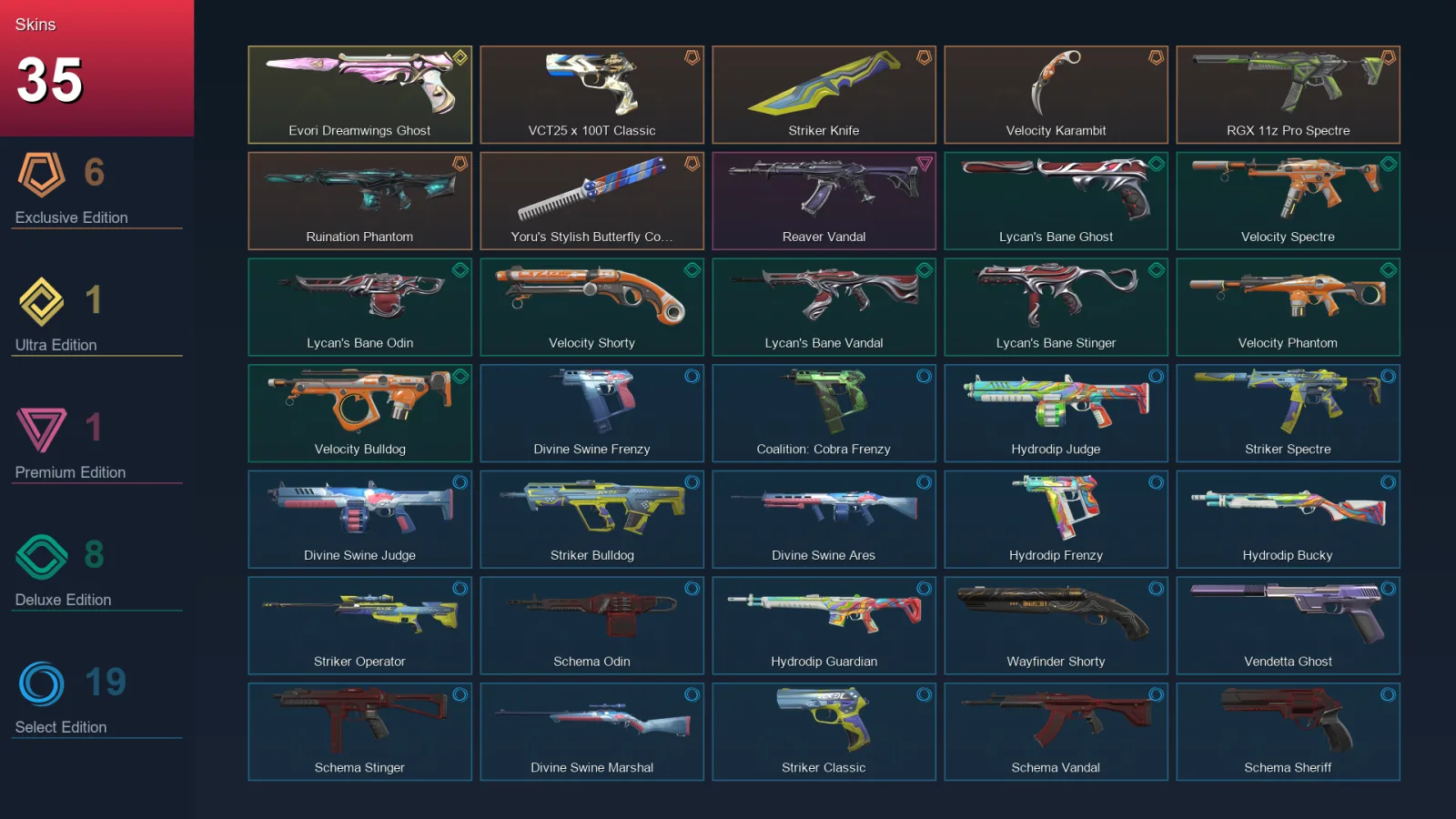 EU | Lv91 | Unranked | 35 Skin | 26 Agent | 46 Buddy