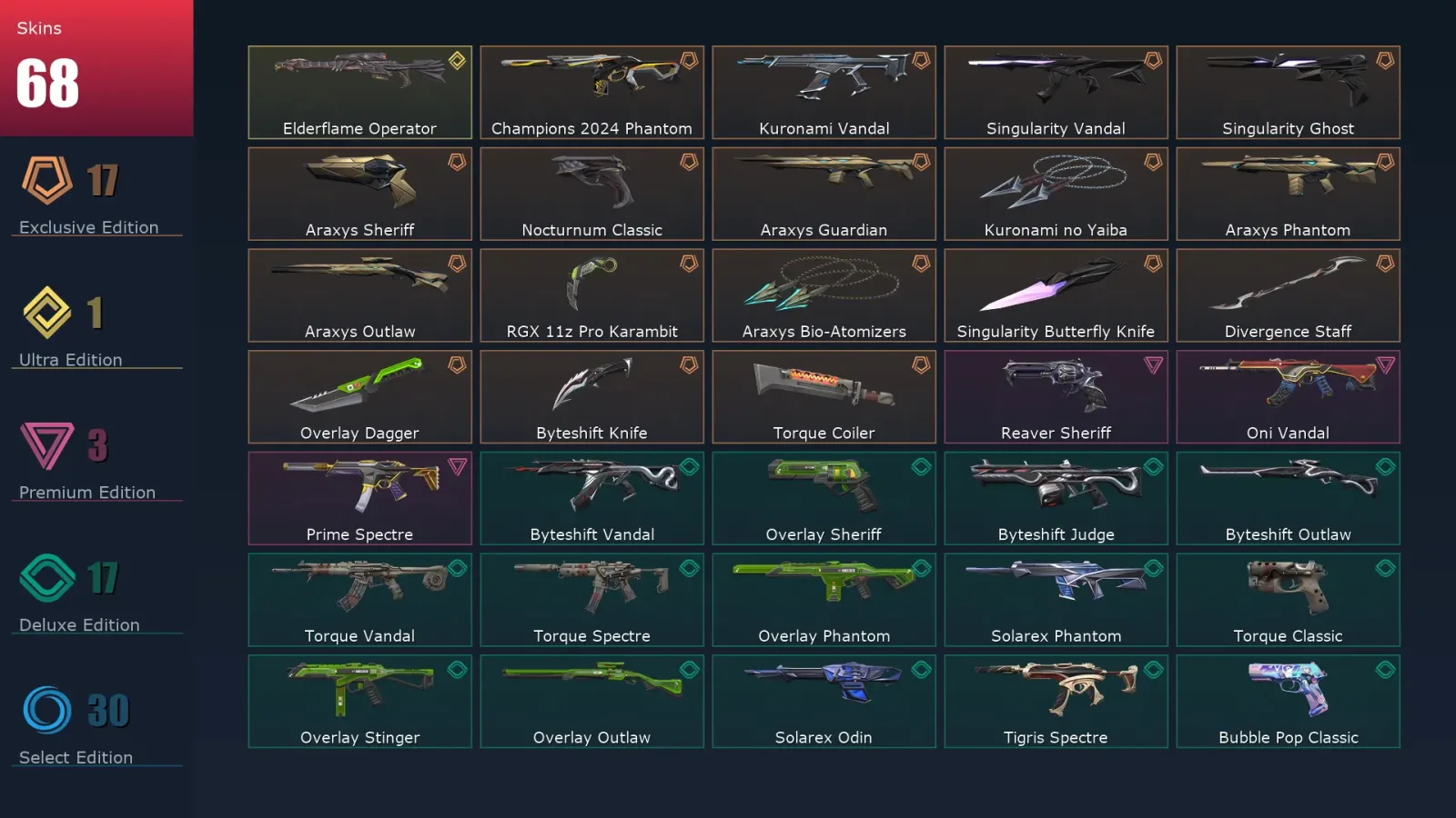 [Valorant] | EU | Level 129 | 29 Agents | 68 Skins — Valorant account