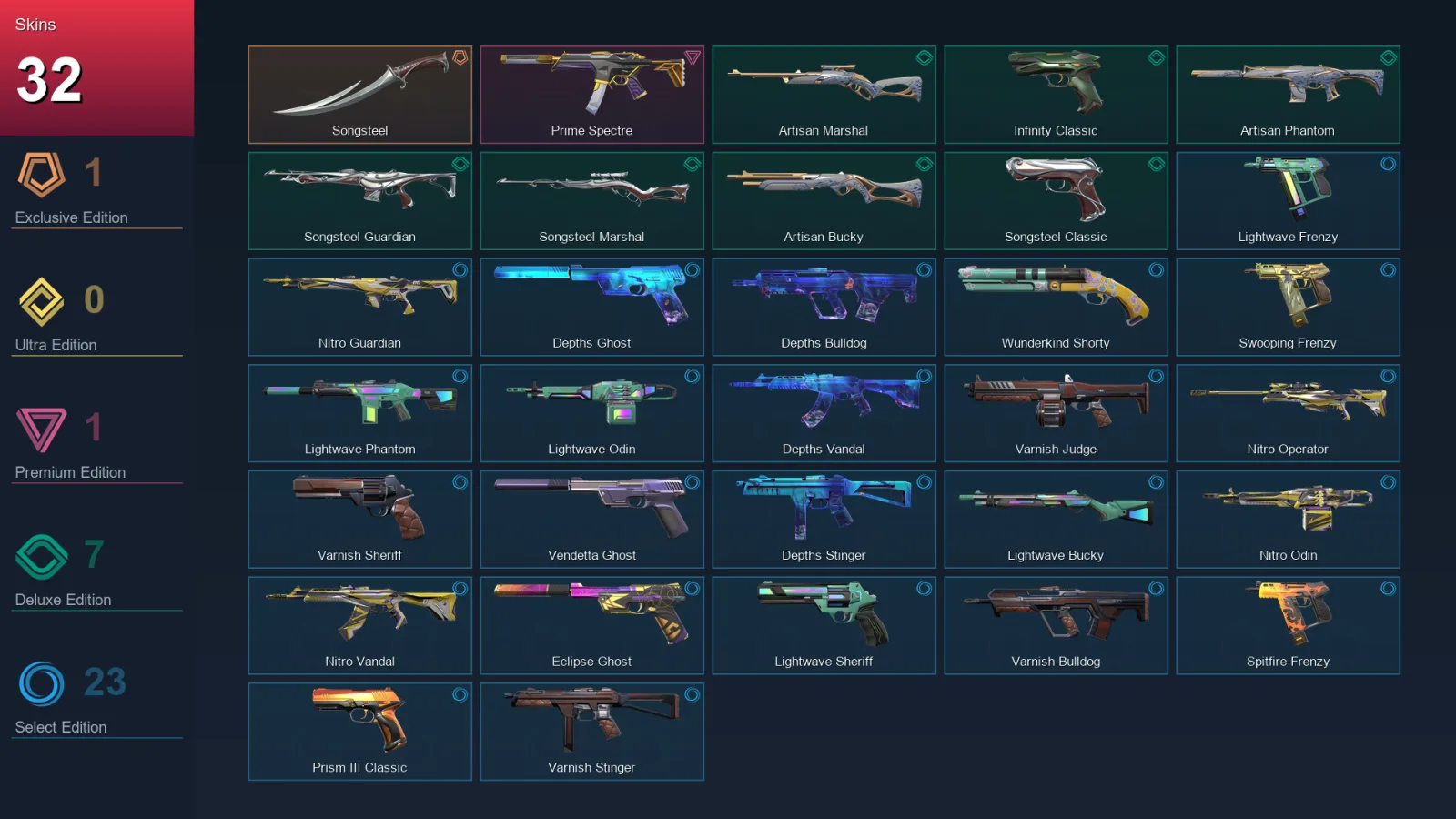 AP | Lv113 | Unranked | 32 Skin | 22 Agent | 55 Buddy