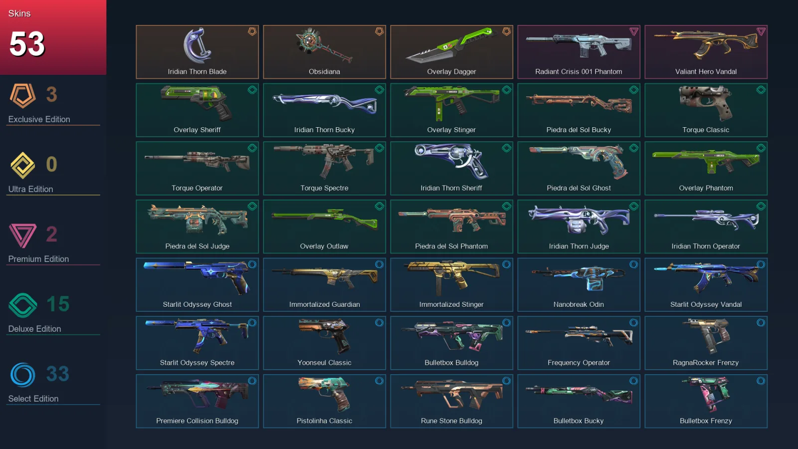 EU | Lv152 | Unranked | 53 Skin | 27 Agent | 85 Buddy