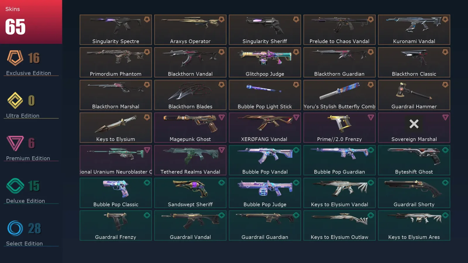[Valorant] | EU | Level 207 | Platinum 2 | 29 Agents | 65 Skins — Valorant account