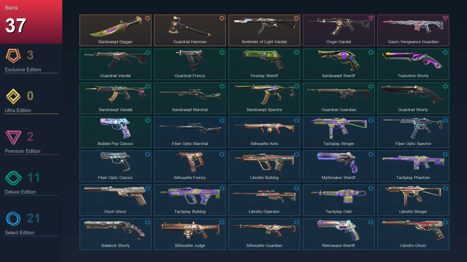LA | Lv151 | Unranked | 37 Skin | 25 Agent | 54 Buddy