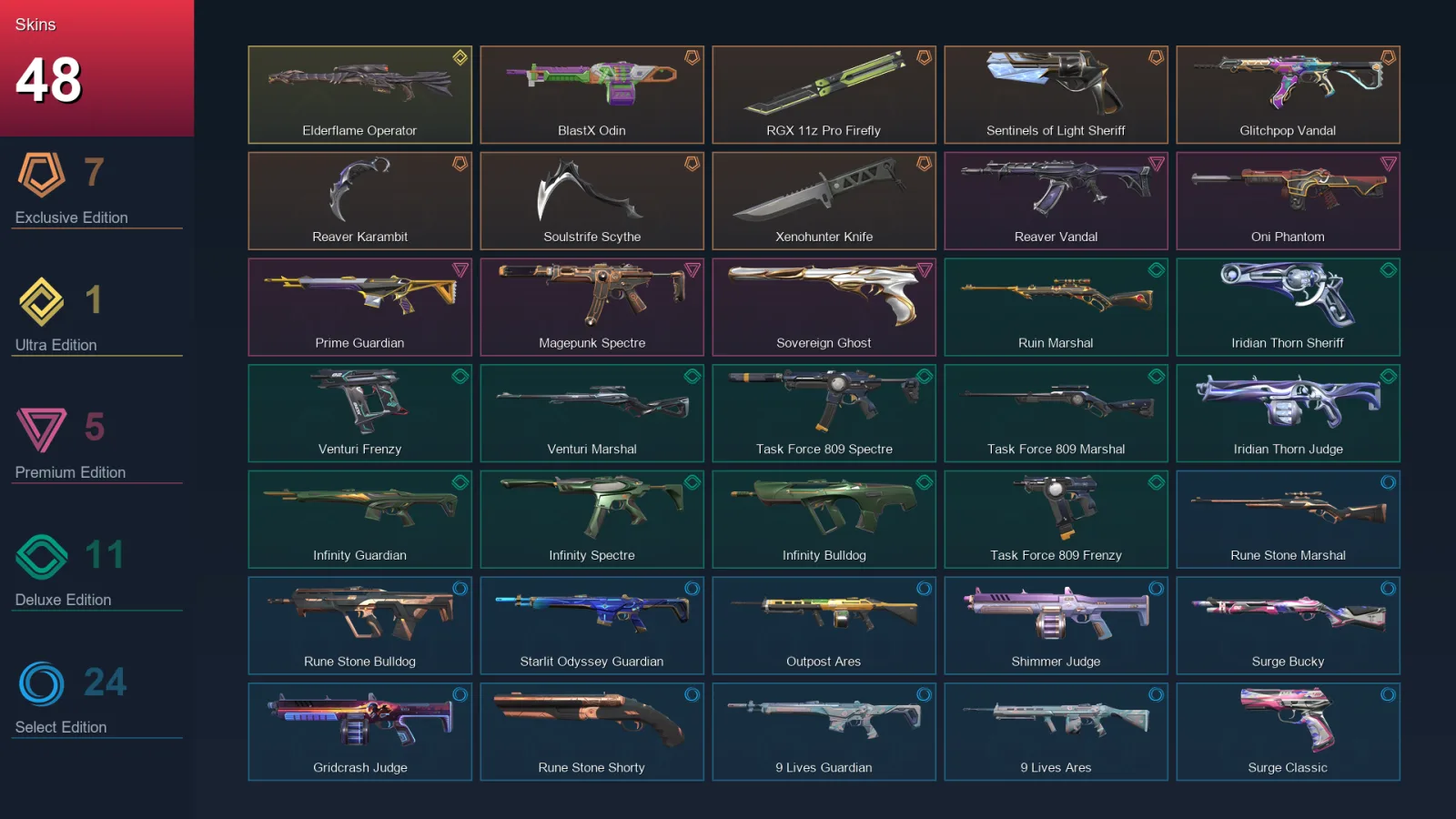 NA | Lv35 | Unranked | 48 Skin | 17 Agent | 36 Buddy