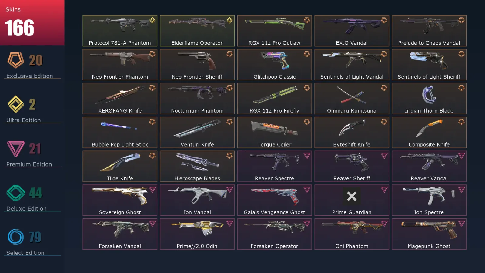 [Valorant] | EU | Level 283 | 29 Agents | 166 Skins — Valorant account