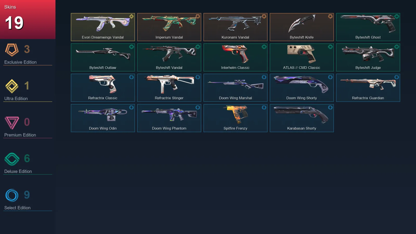LA | Imperium Vandal | Kuronami Vandal | Byteshift Knife | Evori Dreamwings Vandal | 19 Skin | 12 Agent | 40 Buddy | Lv90