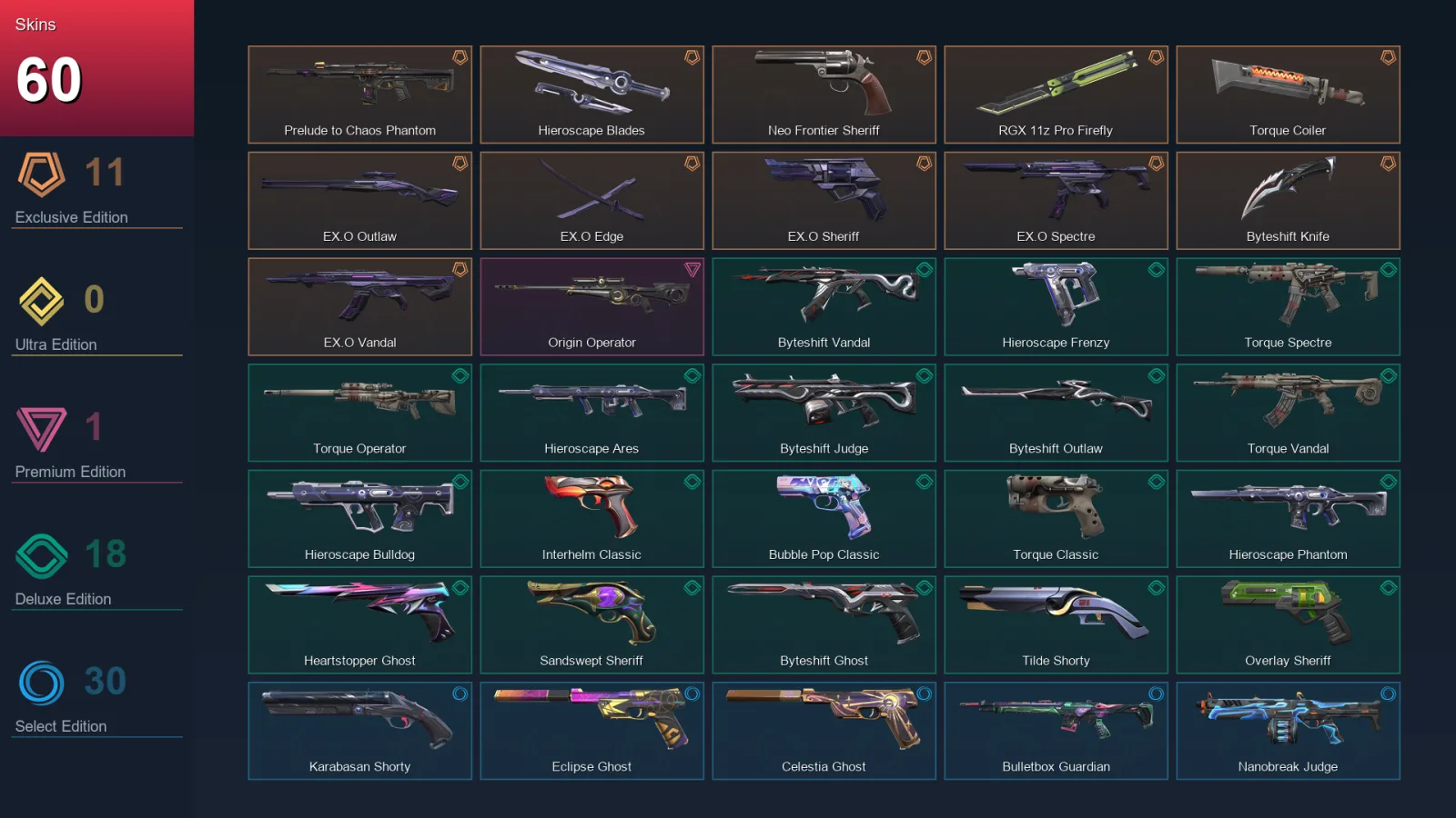 BR | Lv185 | Unranked | 60 Skin | 28 Agent | 101 Buddy