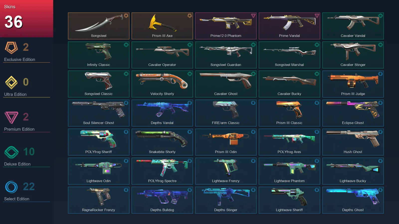 AP | Lv130 | Unranked | 36 Skin | 23 Agent | 83 Buddy — Valorant account