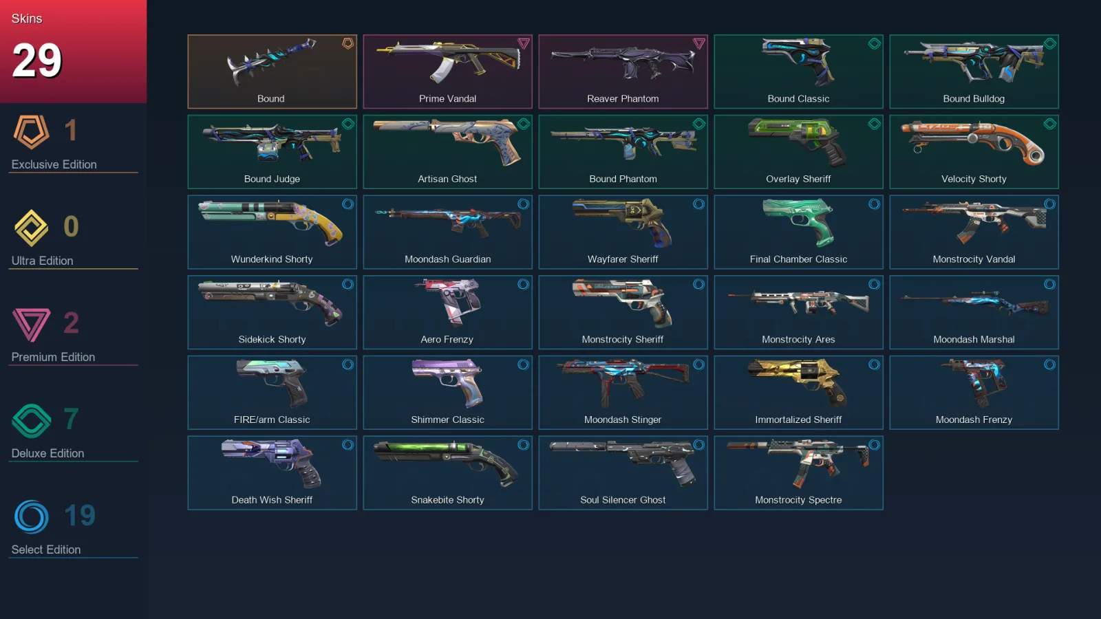 AP | Lv186 | Unranked | 29 Skin | 28 Agent | 93 Buddy — Valorant account
