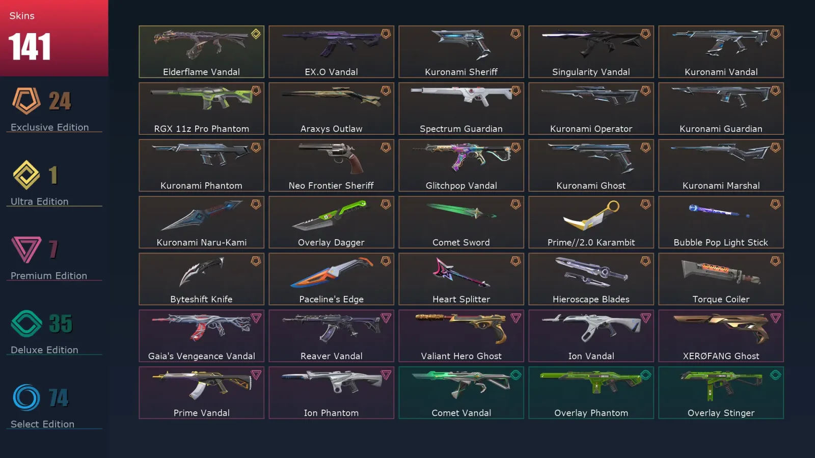[Valorant] | EU | Level 281 | 29 Agents | 141 Skins — Valorant account