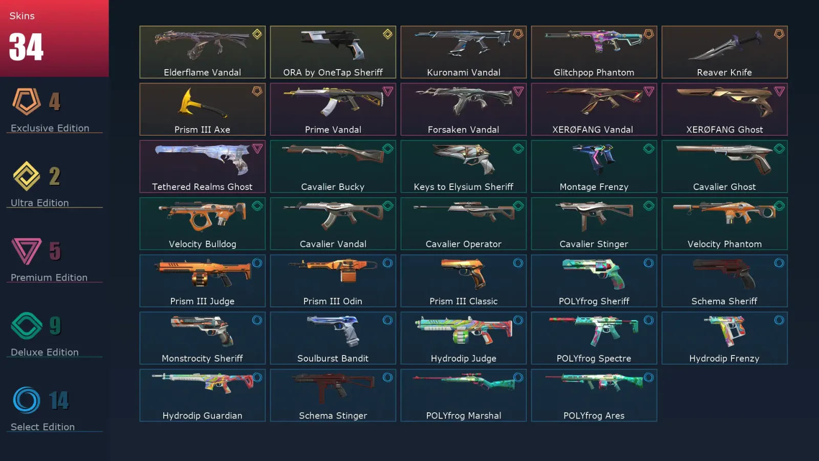 [Valorant] | EU | Level 114 | Gold 2 | 29 Agents | 34 Skins — Valorant account