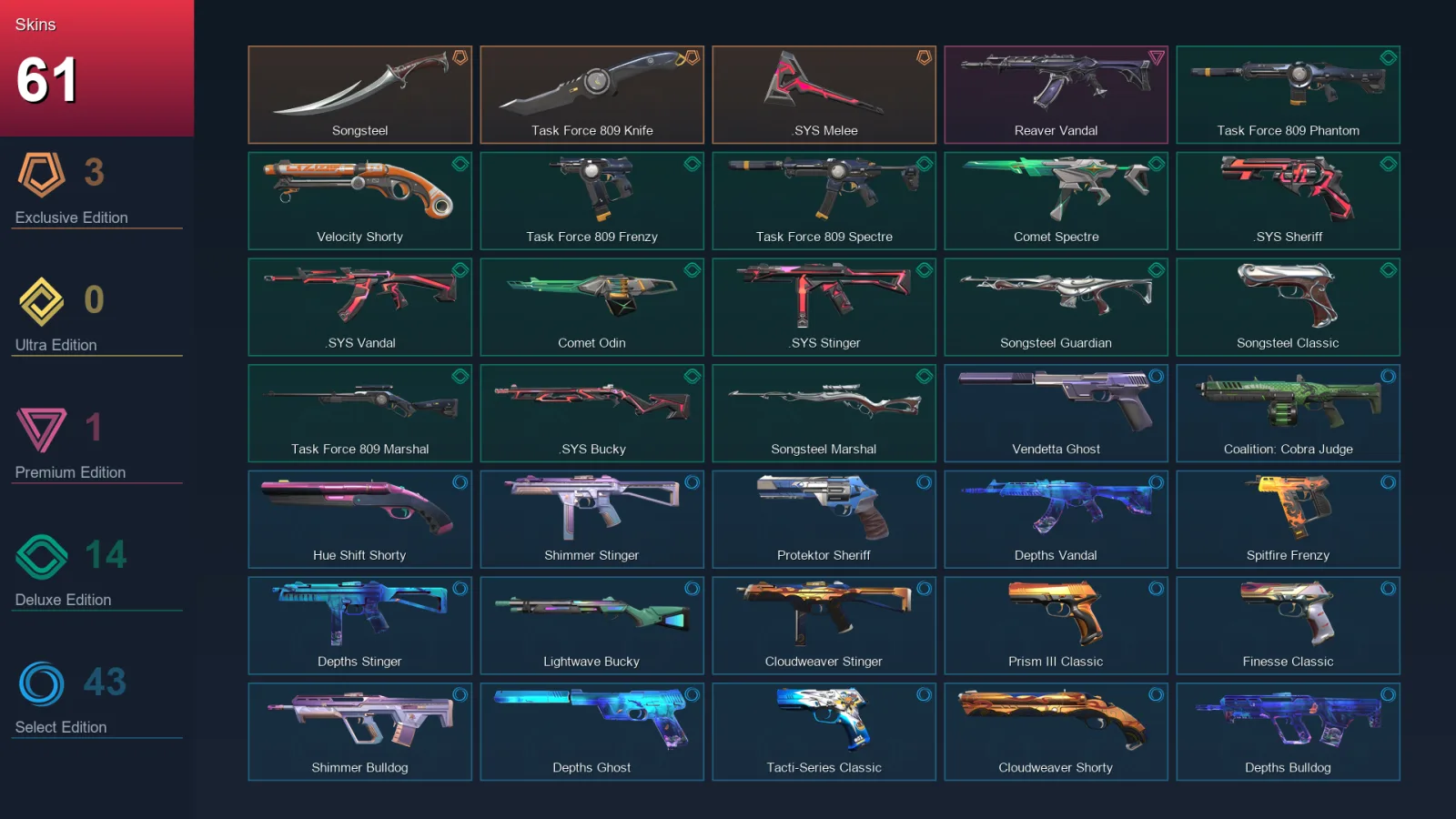 AP | Lv185 | Unranked | 61 Skin | 26 Agent | 96 Buddy