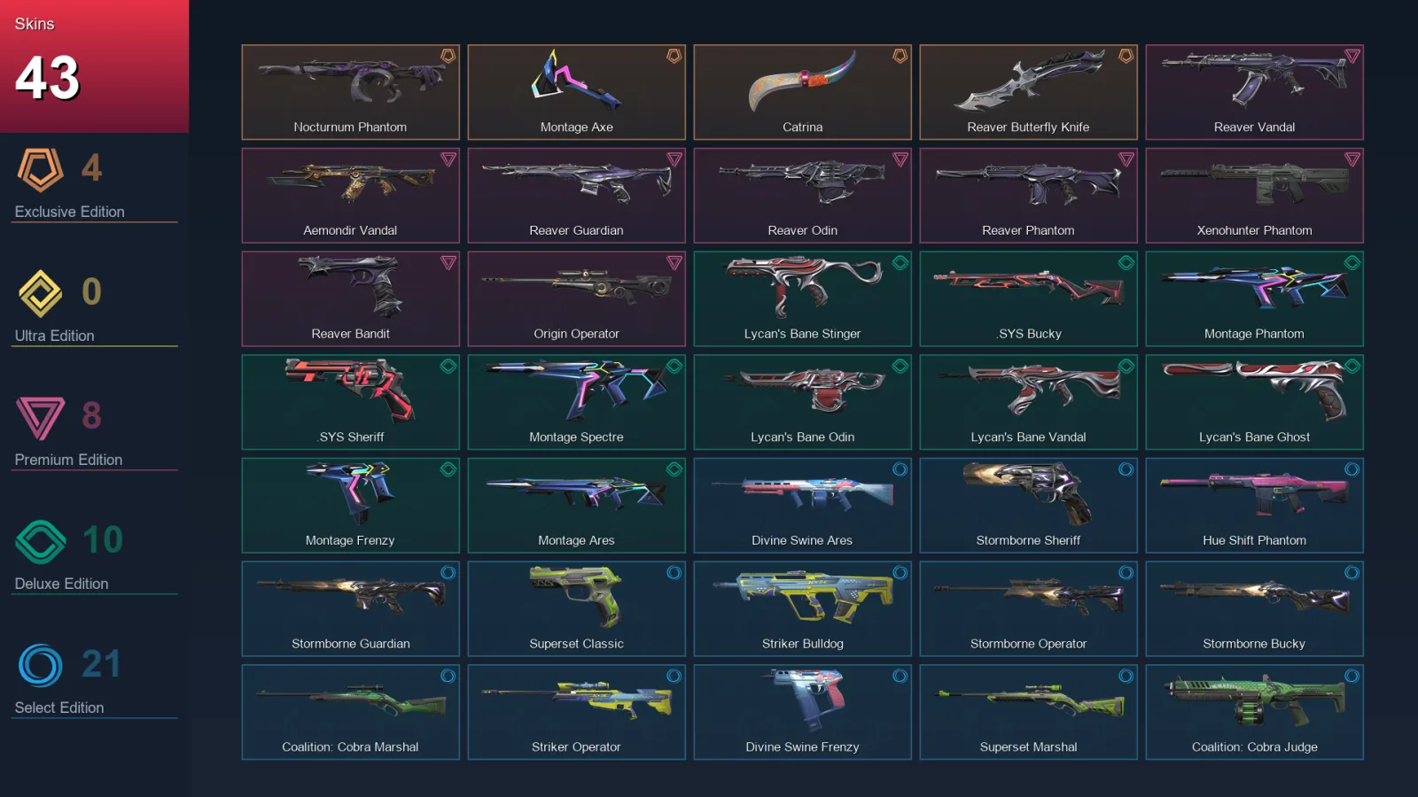 LA | Lv67 | Unranked | 43 Skin | 22 Agent | 44 Buddy