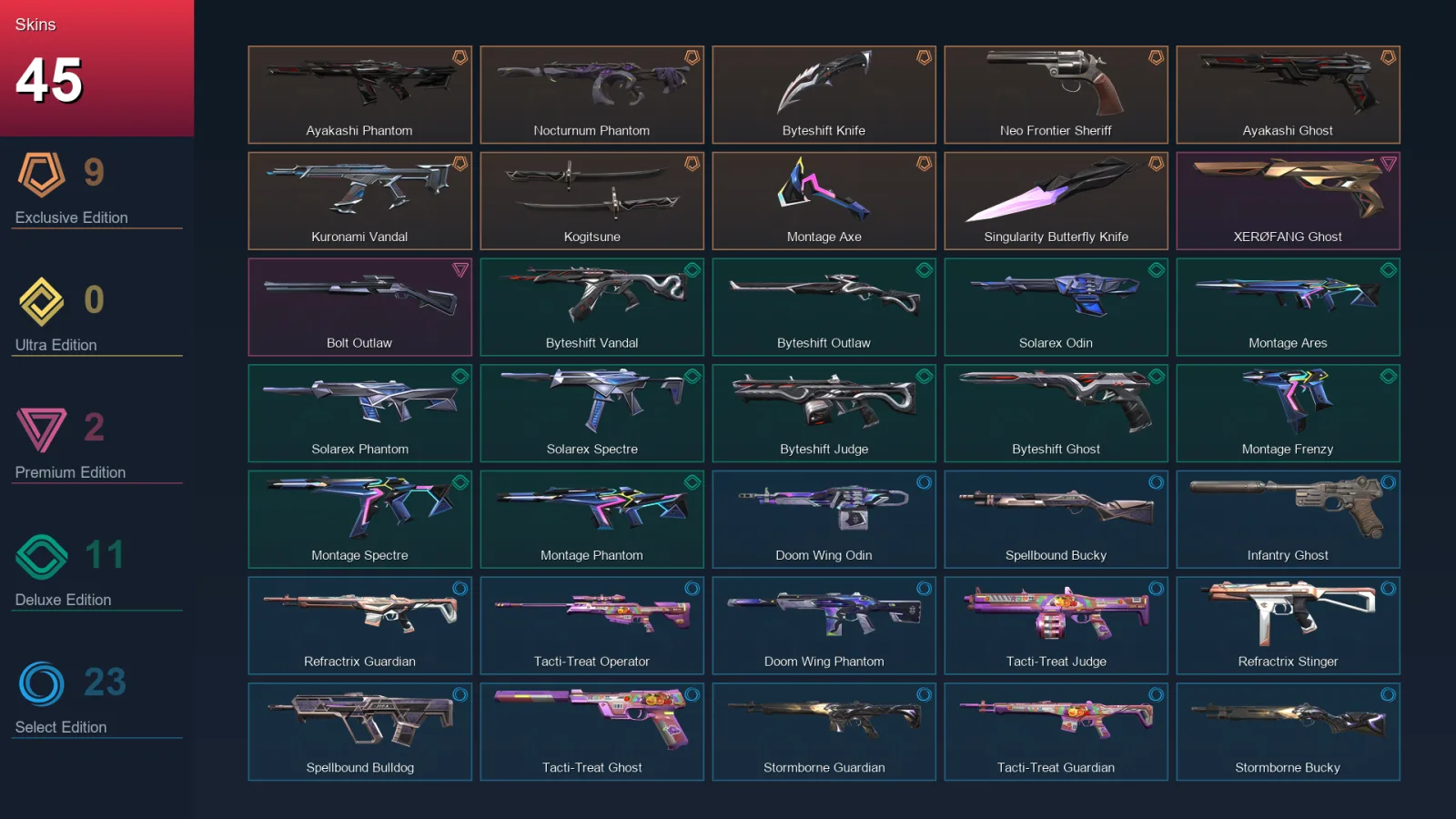 EU | Lv54 | Unranked | 45 Skin | 13 Agent | 43 Buddy