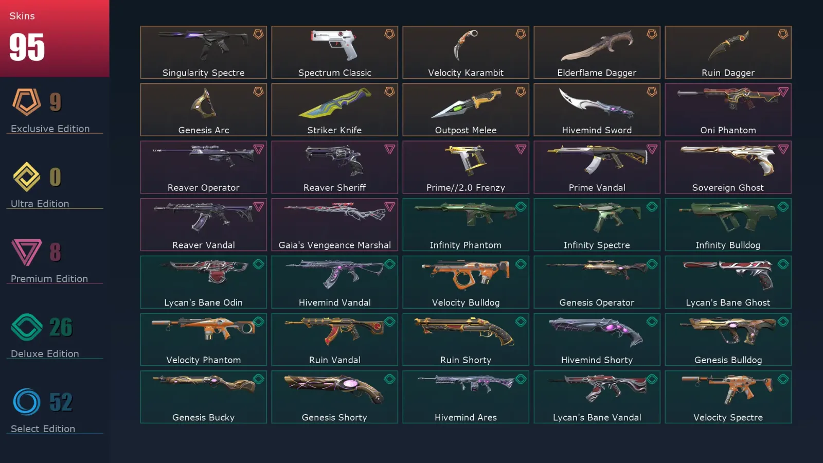 [Valorant] | EU | Level 182 | 28 Agents | 95 Skins