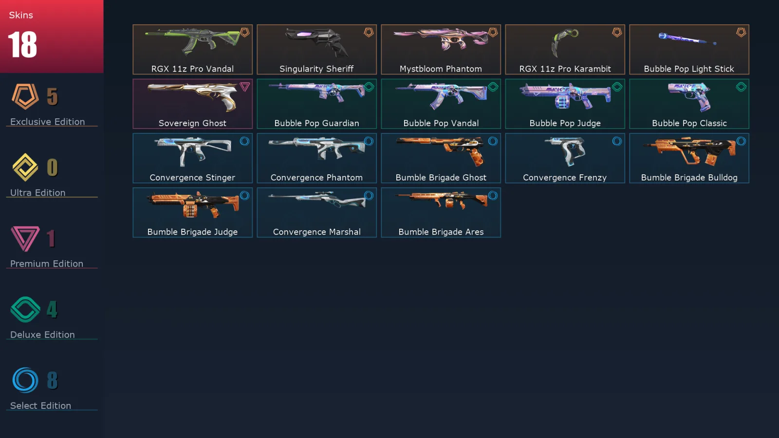[Valorant] | EU | Level 52 | Gold 2 | 20 Agents | 18 Skins
