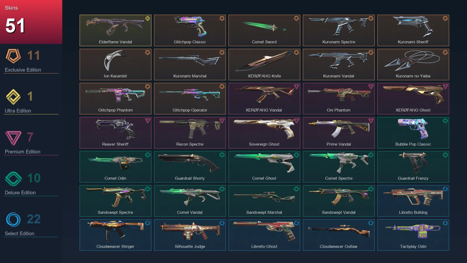 EU | Lv77 | Unranked | 51 Skin | 22 Agent | 45 Buddy — Valorant account