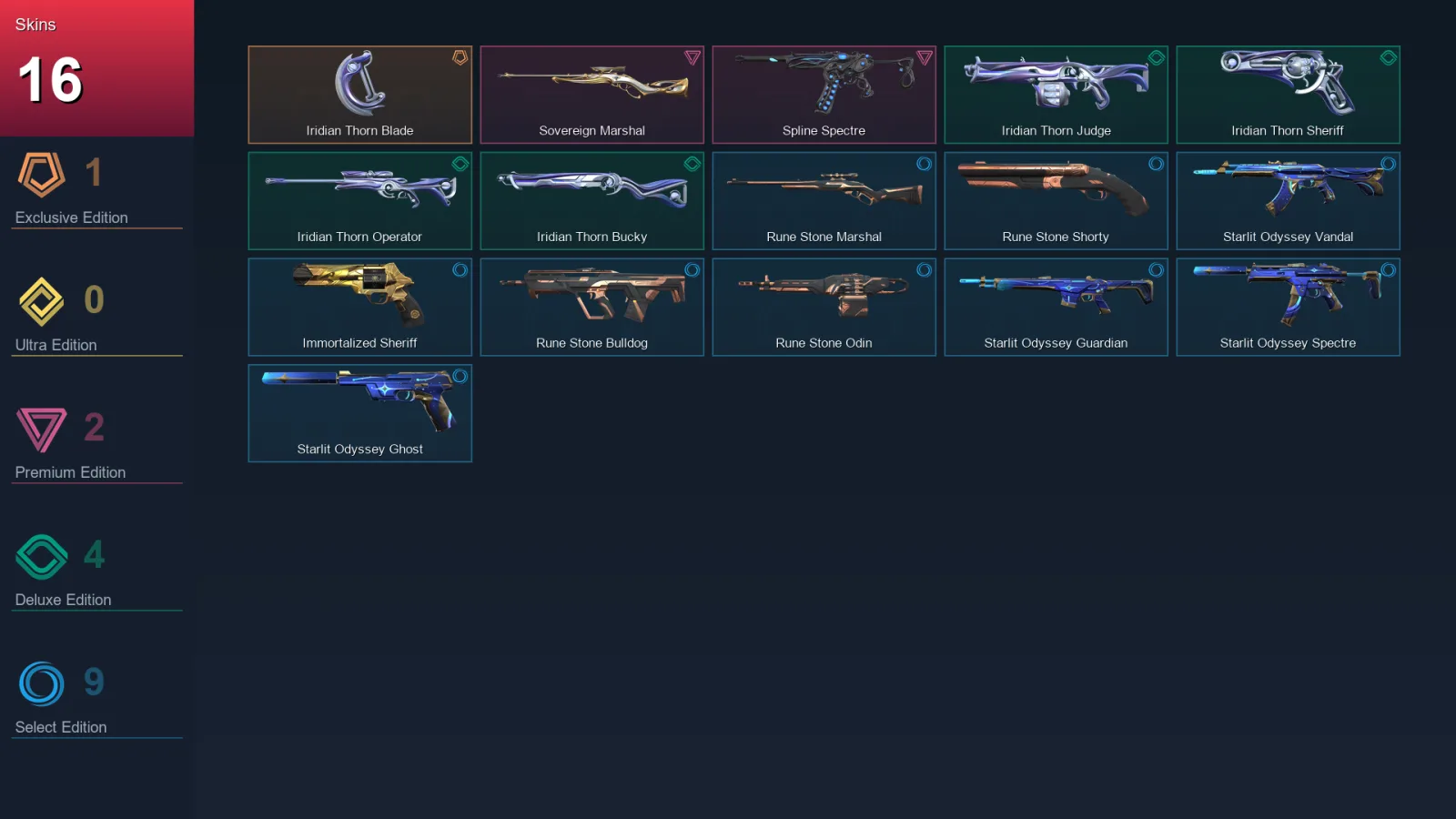 NA | Lv59 | Unranked | 16 Skin | 19 Agent | 20 Buddy