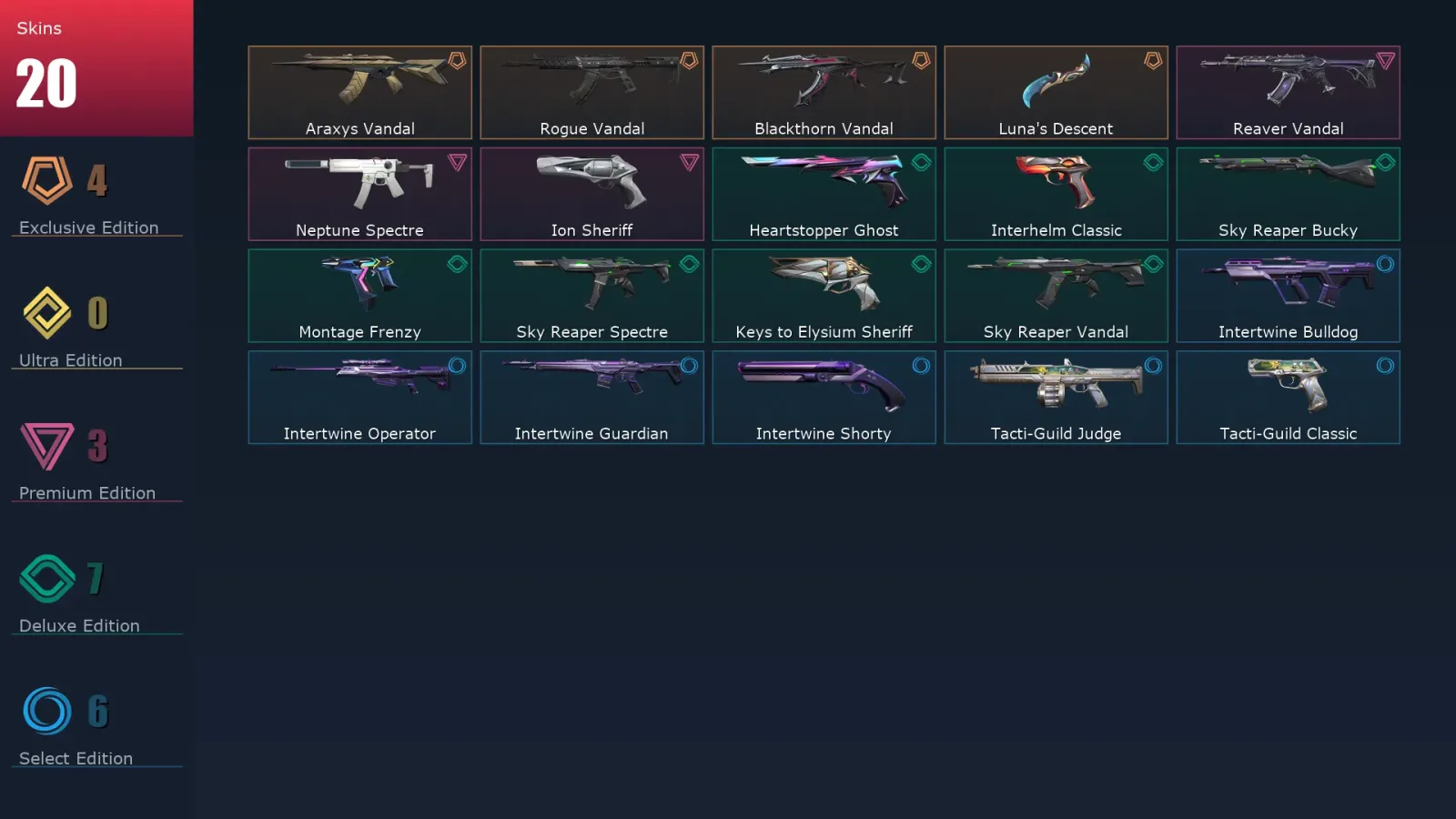 [Valorant] | EU | Level 95 | Gold 3 | 22 Agents | 20 Skins