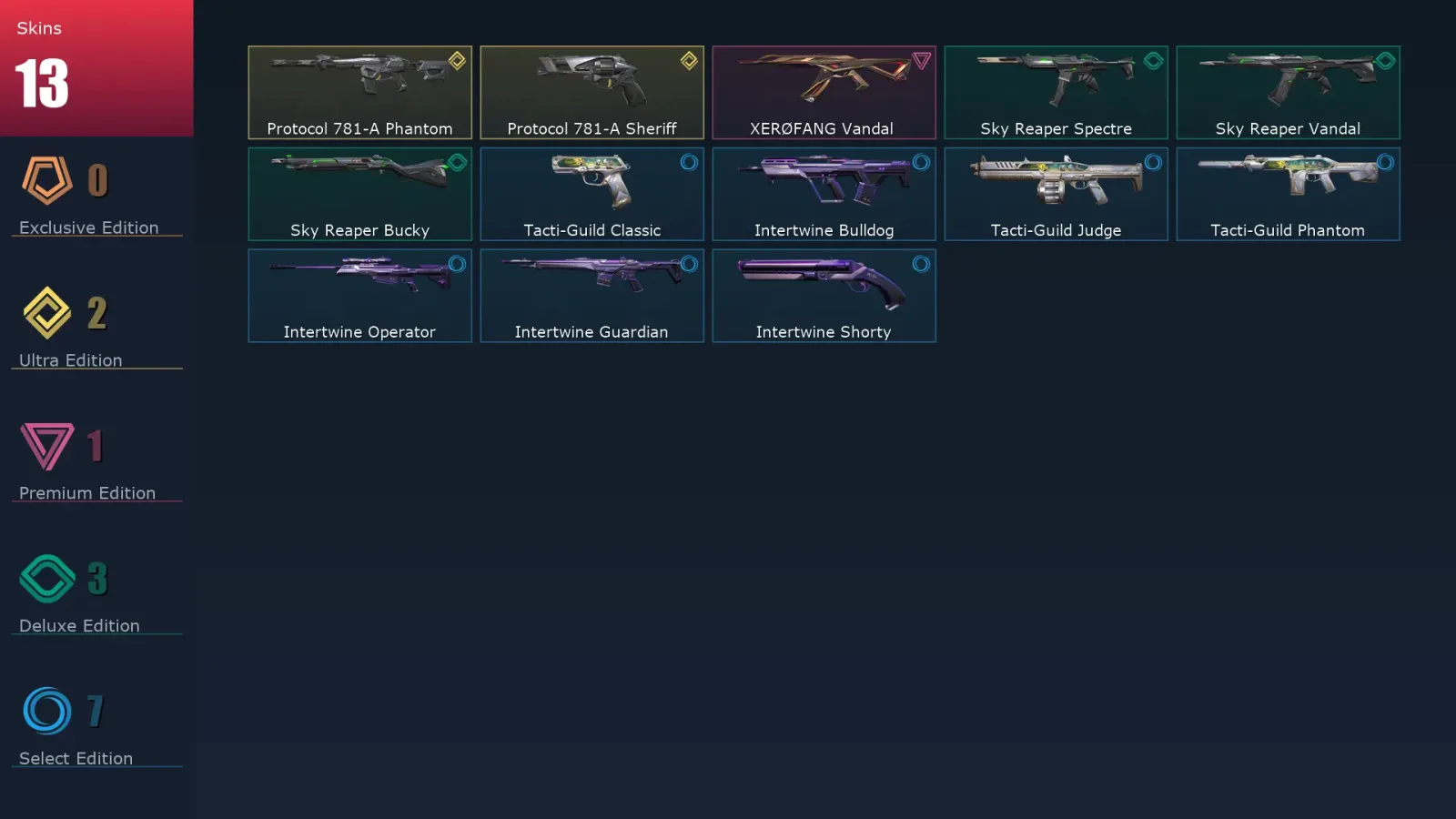 [Valorant] | EU | Level 25 | Silver 2 | 9 Agents | 13 Skins