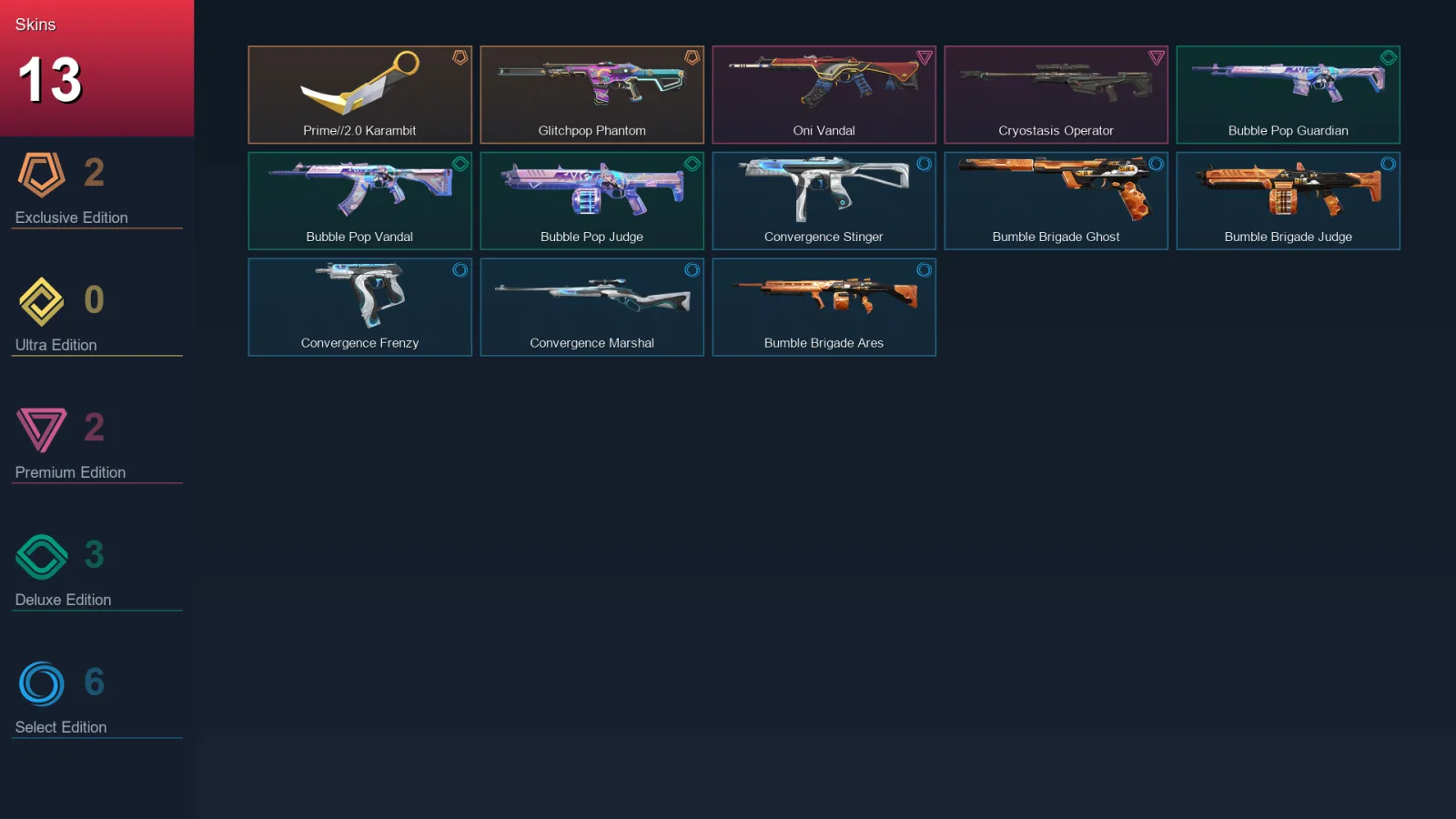 EU | Lv61 | Unranked | 13 Skin | 25 Agent | 38 Buddy