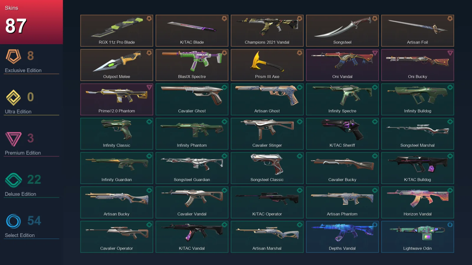 NA | Lv157 | Unranked | 87 Skin | 25 Agent | 113 Buddy