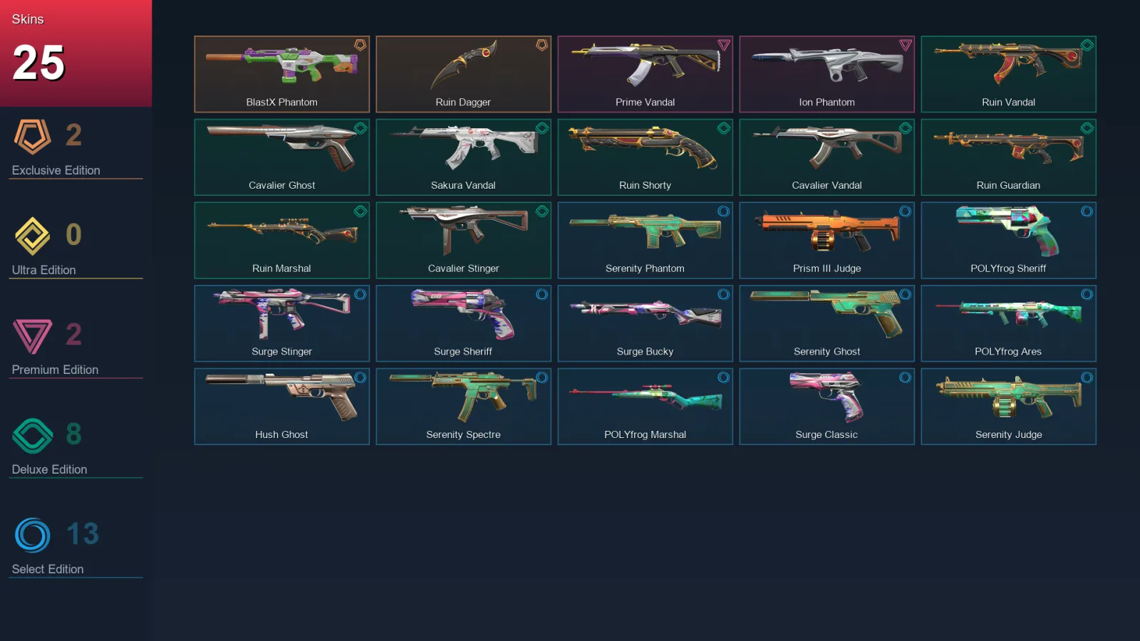 NA | Lv44 | Unranked | 25 Skin | 14 Agent | 44 Buddy — Valorant account