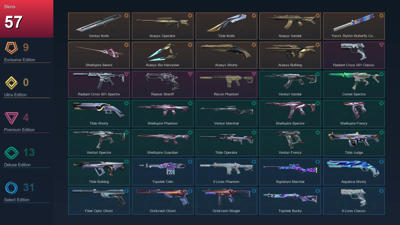 EU | Lv99 | Unranked | 57 Skin | 24 Agent | 57 Buddy — Valorant account