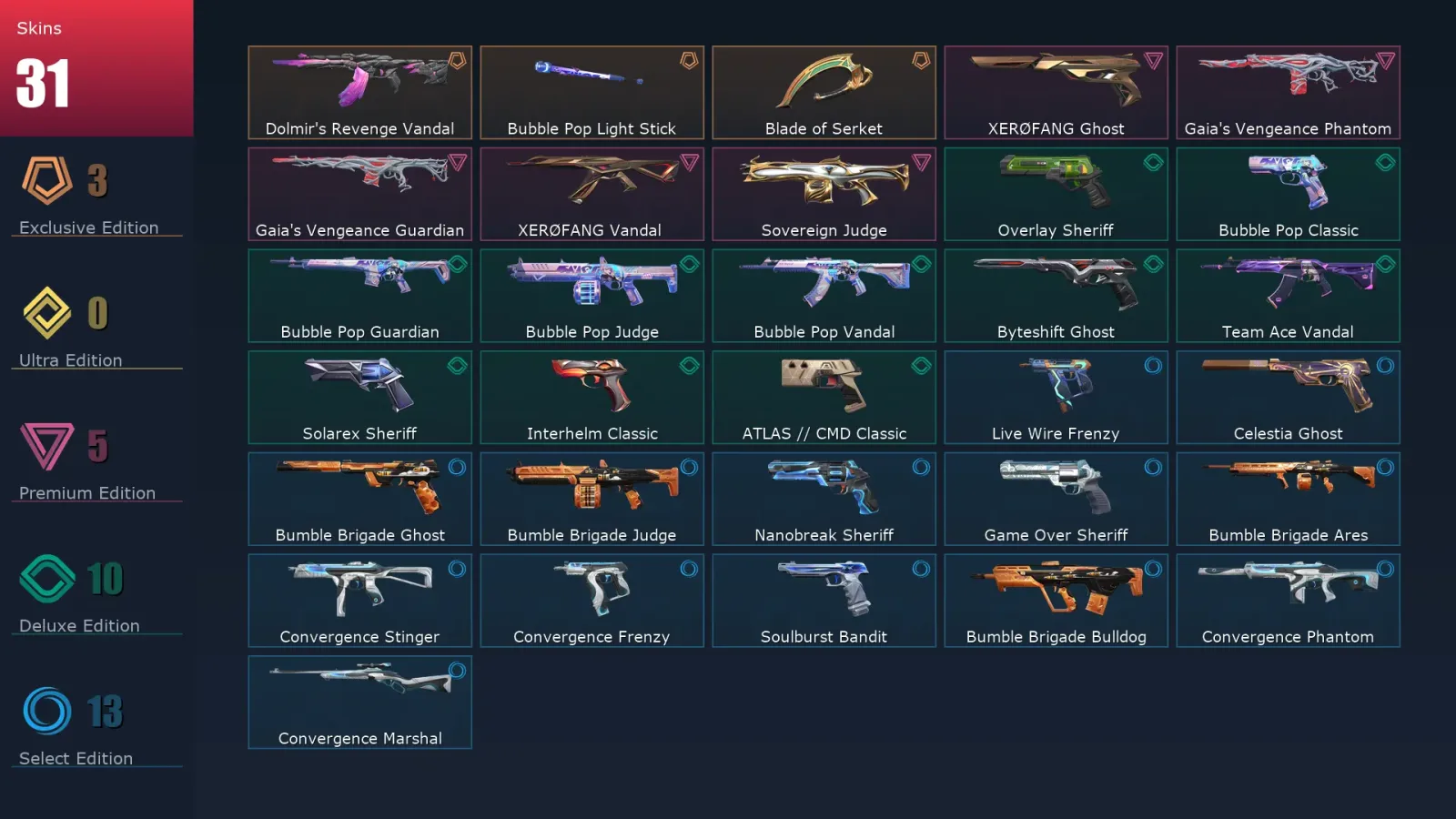 [Valorant] | EU | Level 221 | Gold 2 | 29 Agents | 31 Skins — Valorant account