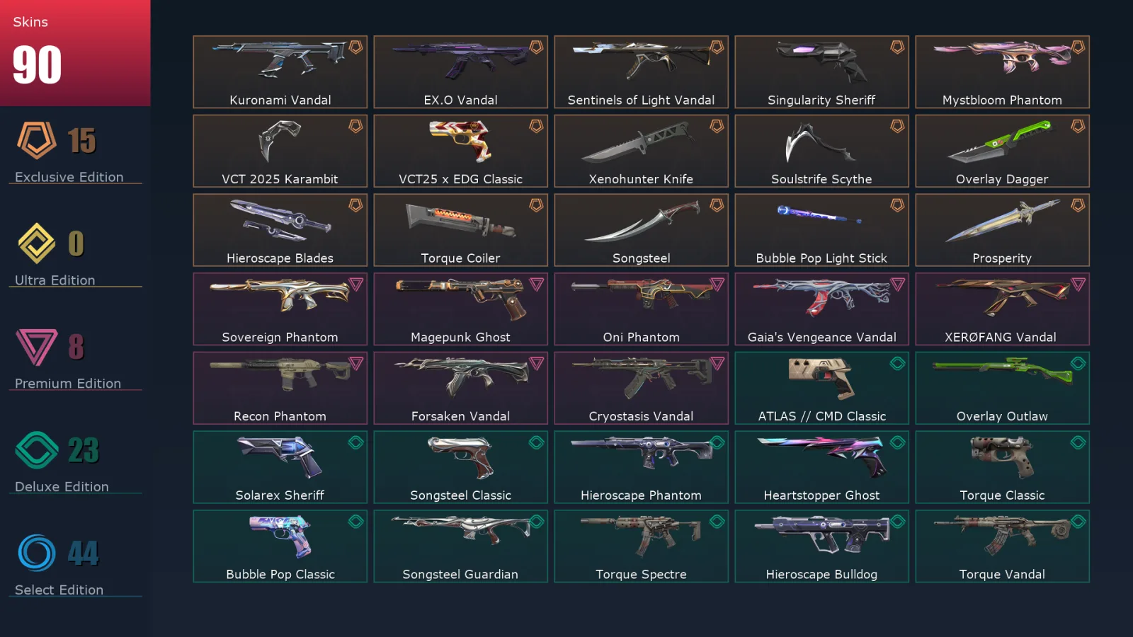 [Valorant] | EU | Level 197 | 28 Agents | 90 Skins