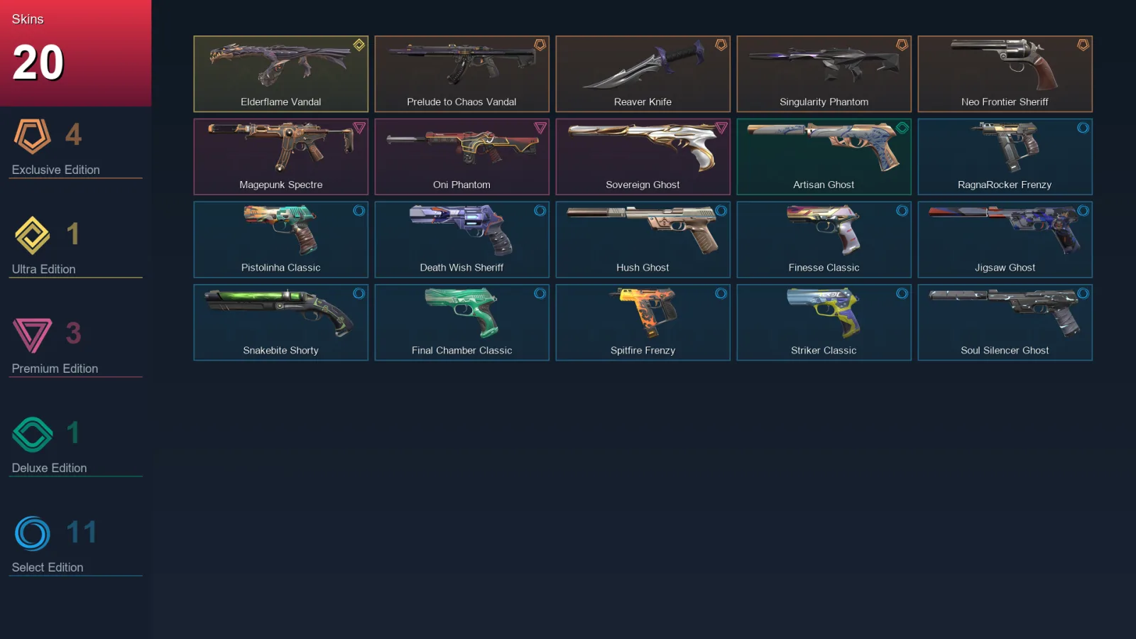 EU | Lv185 | Unranked | 20 Skin | 29 Agent | 96 Buddy