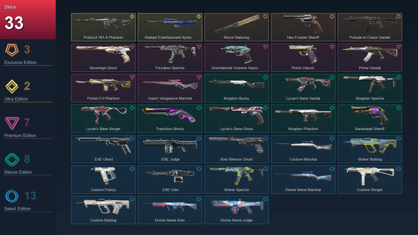 BR | Lv146 | Unranked | 33 Skin | 26 Agent | 80 Buddy