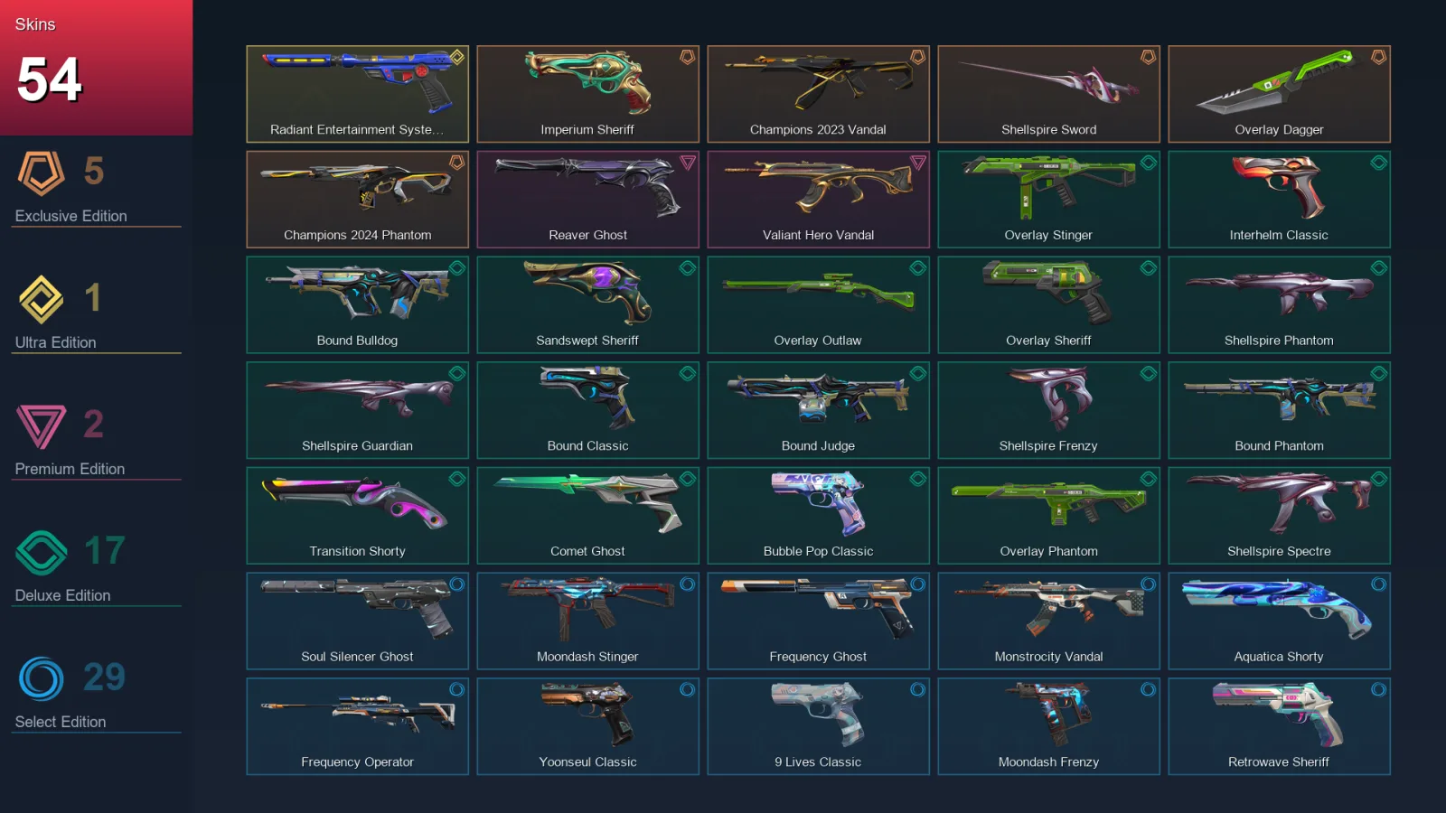 LA | Lv178 | Unranked | 54 Skin | 28 Agent | 83 Buddy