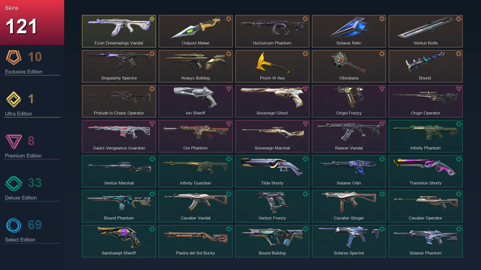 AP | Lv488 | Unranked | 121 Skin | 29 Agent | 191 Buddy