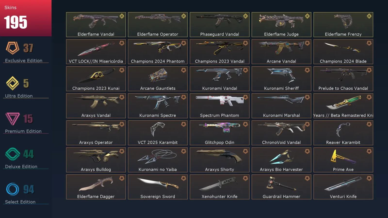 [Valorant] | EU | Level 228 | 27 Agents | 195 Skins