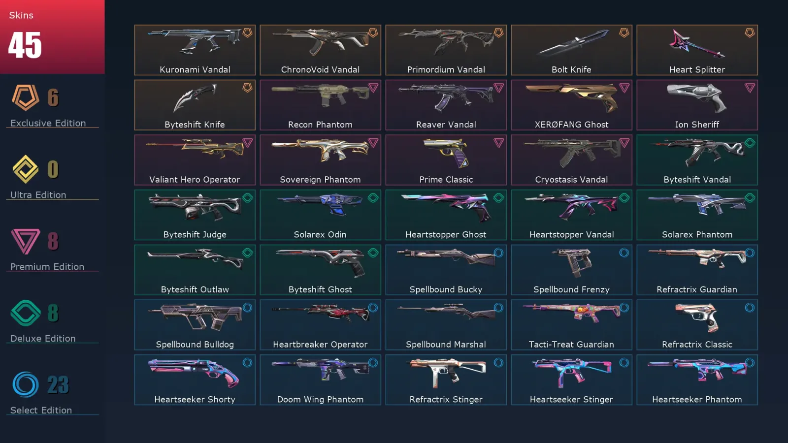 [Valorant] | EU | Level 61 | Diamond 1 | 20 Agents | 45 Skins — Valorant account