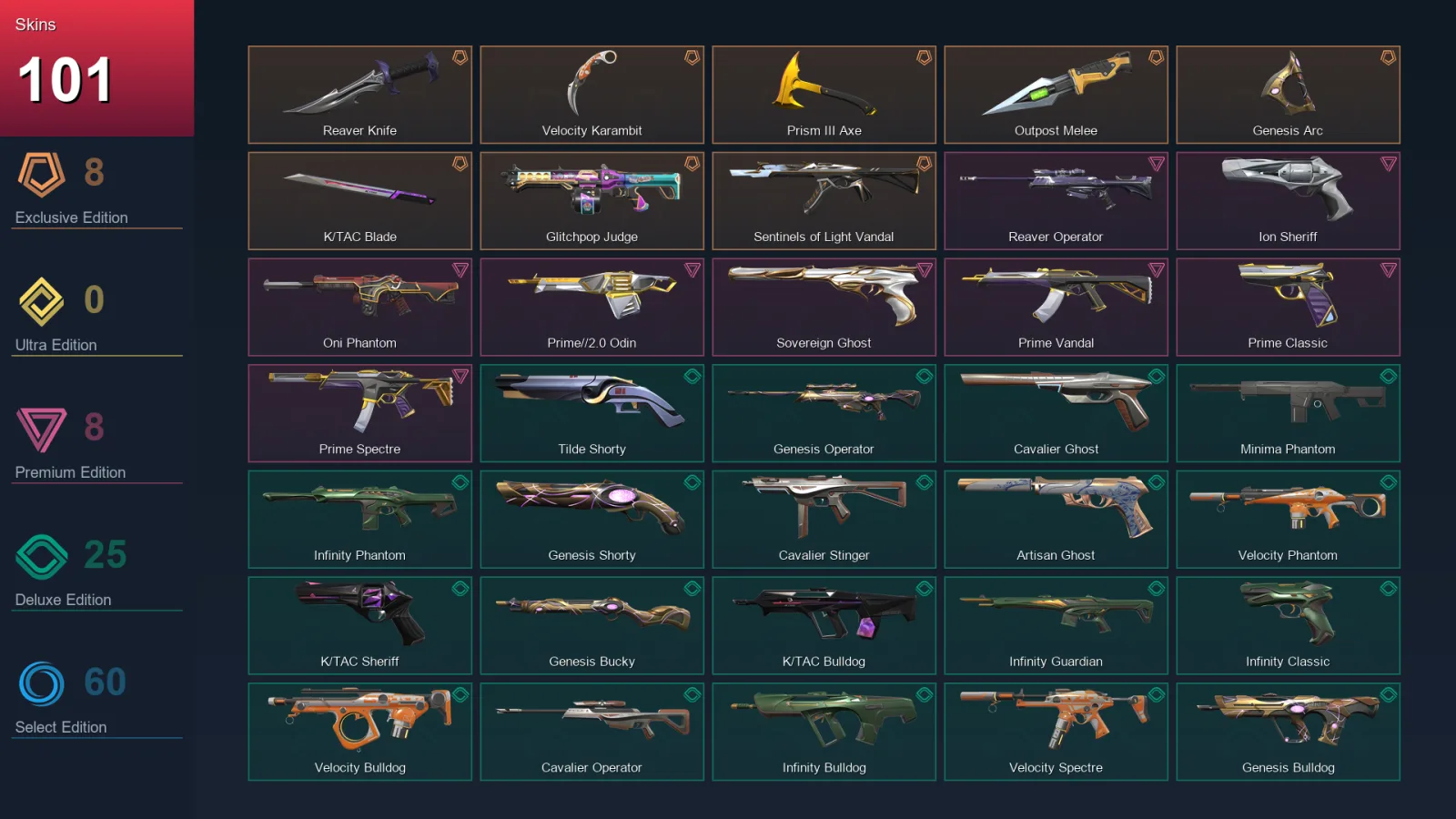 AP | Lv328 | Unranked | 101 Skin | 25 Agent | 122 Buddy — Oni Phantom