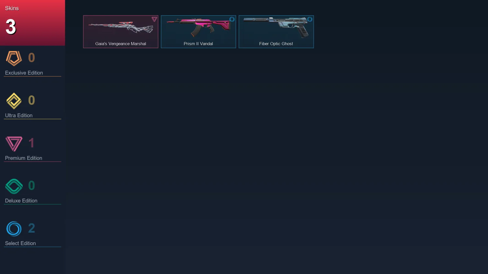 EU | Gaia's Vengeance Marshal | Prism II Vandal | Fiber Optic Ghost | 3 Skin | 14 Agent | 8 Buddy | Lv47