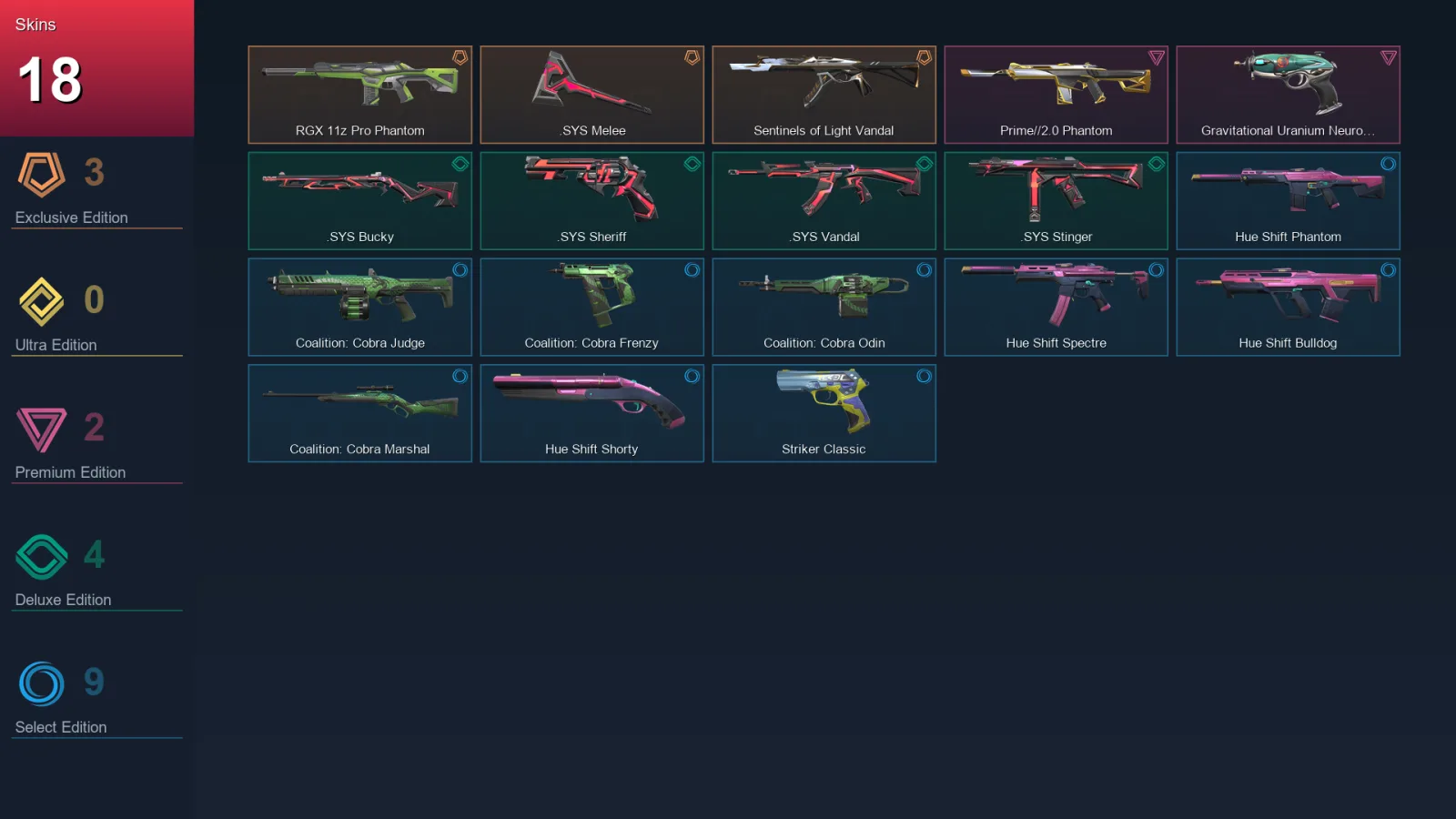 AP | Lv68 | Unranked | 18 Skin | 29 Agent | 32 Buddy