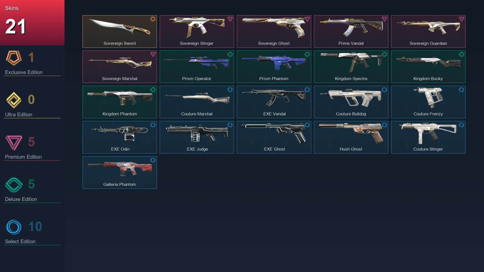 EU | Lv5 | Unranked | 21 Skin | 10 Agent | 19 Buddy