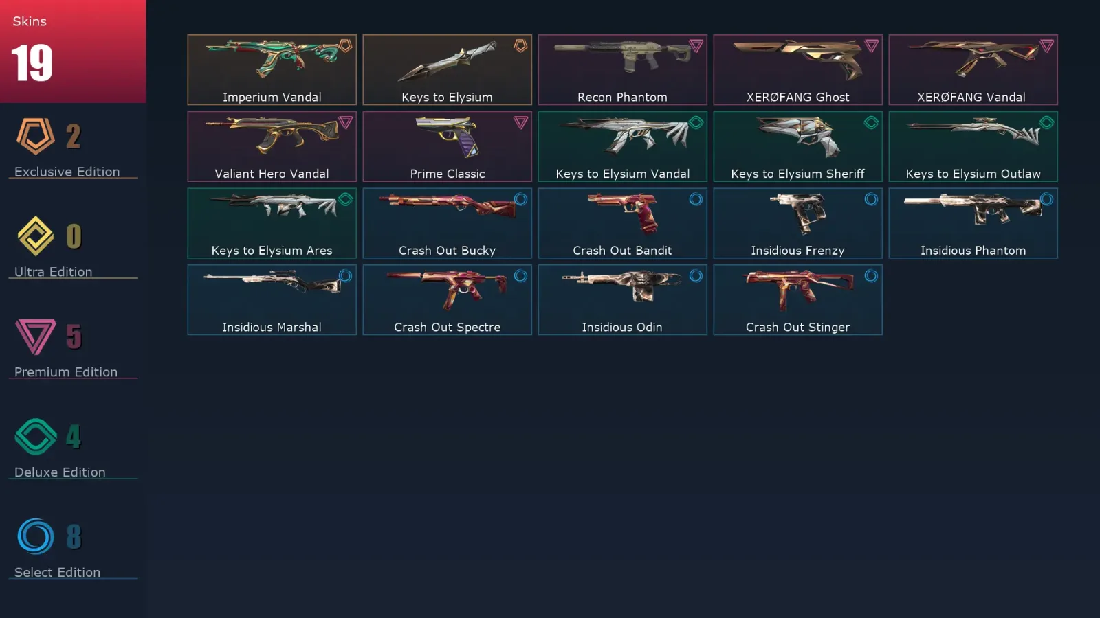 [Valorant] | EU | Level 1 | Immortal 1 | 12 Agents | 19 Skins — Valorant account