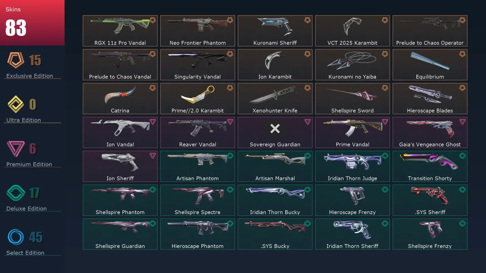 [Valorant] | EU | Level 233 | 28 Agents | 83 Skins — Valorant account