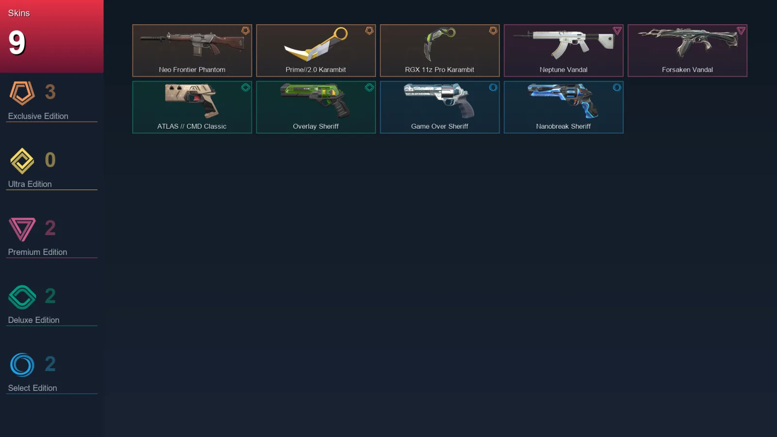 NA | Lv80 | Unranked | 9 Skin | 29 Agent | 27 Buddy