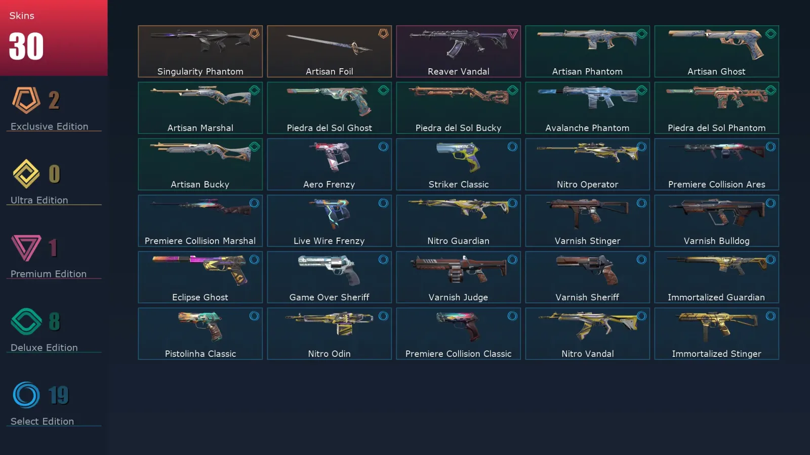 [Valorant] | EU | Level 114 | 23 Agents | 30 Skins