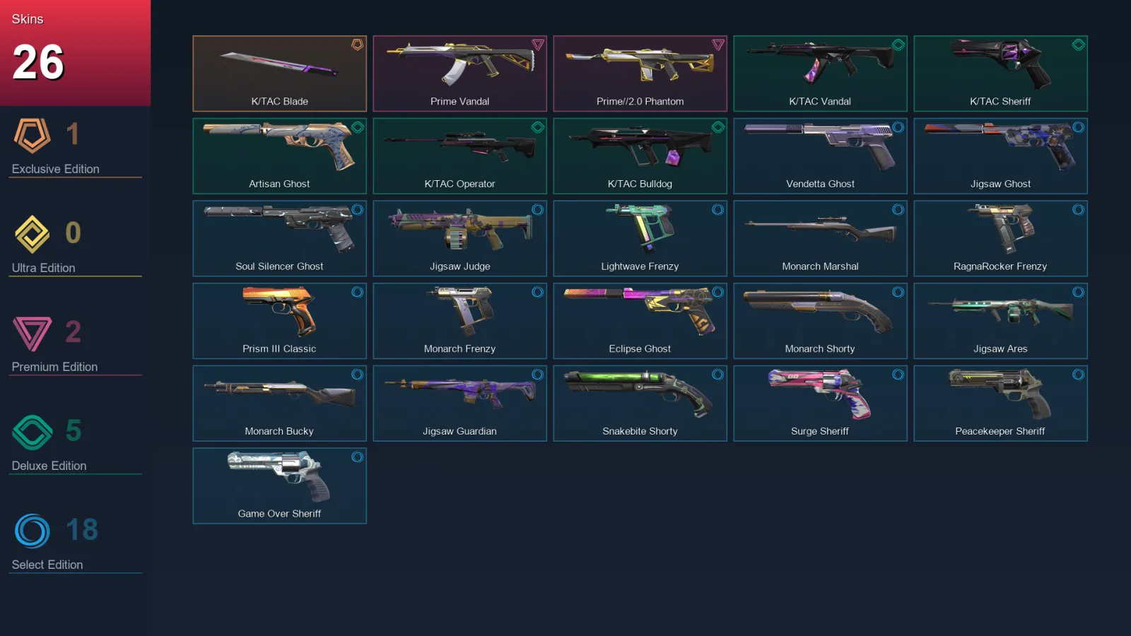 AP | Lv175 | Unranked | 26 Skin | 21 Agent | 55 Buddy