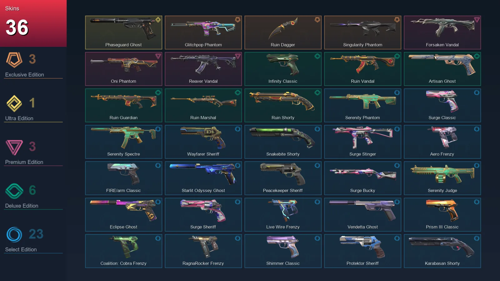 AP | Lv221 | Unranked | 36 Skin | 27 Agent | 96 Buddy