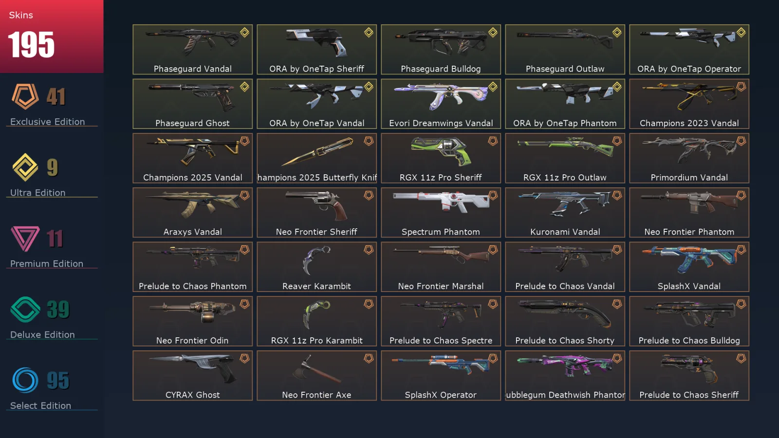[Valorant] | EU | Level 245 | 29 Agents | 195 Skins