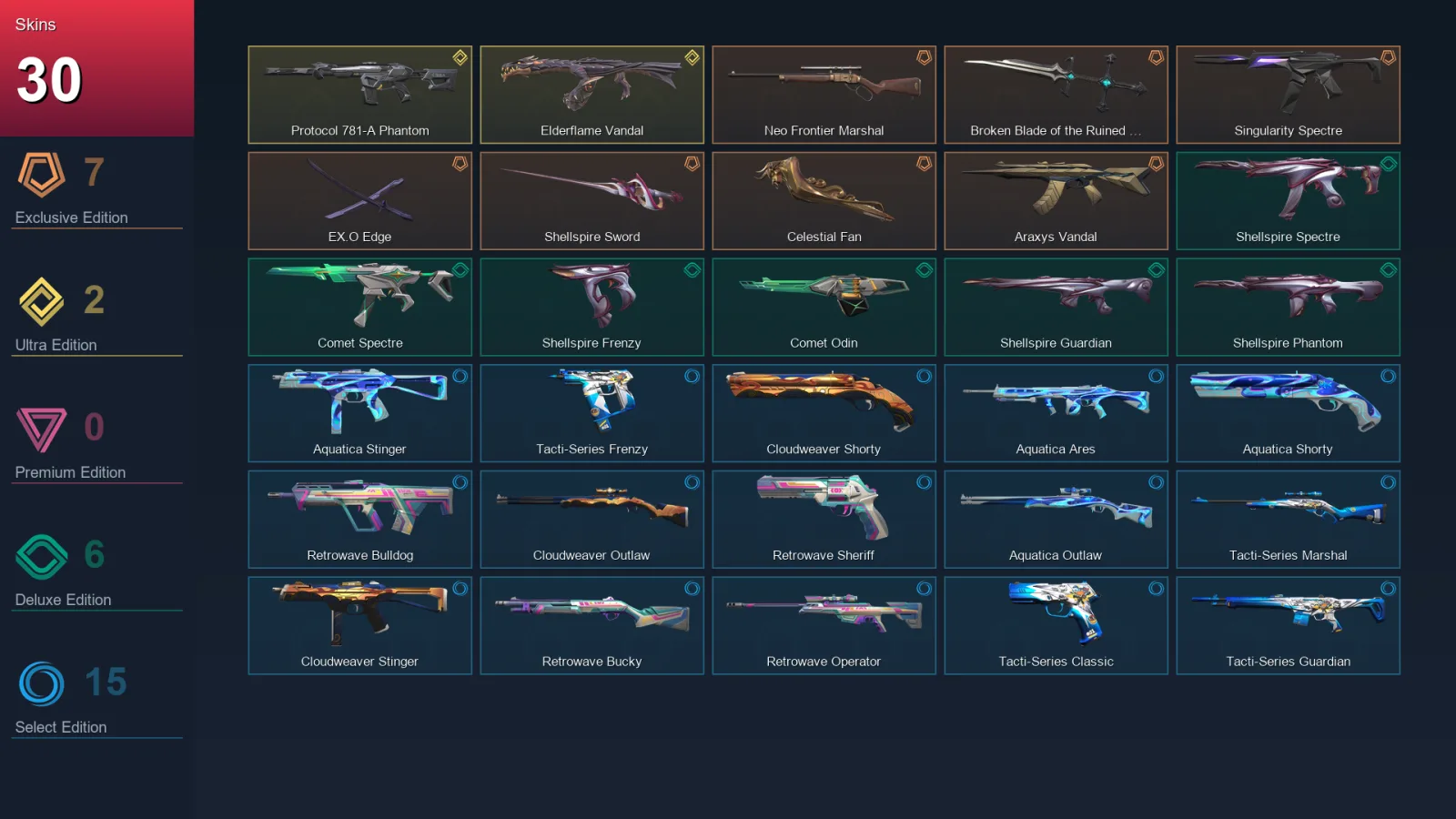 EU | Lv47 | Unranked | 30 Skin | 18 Agent | 27 Buddy