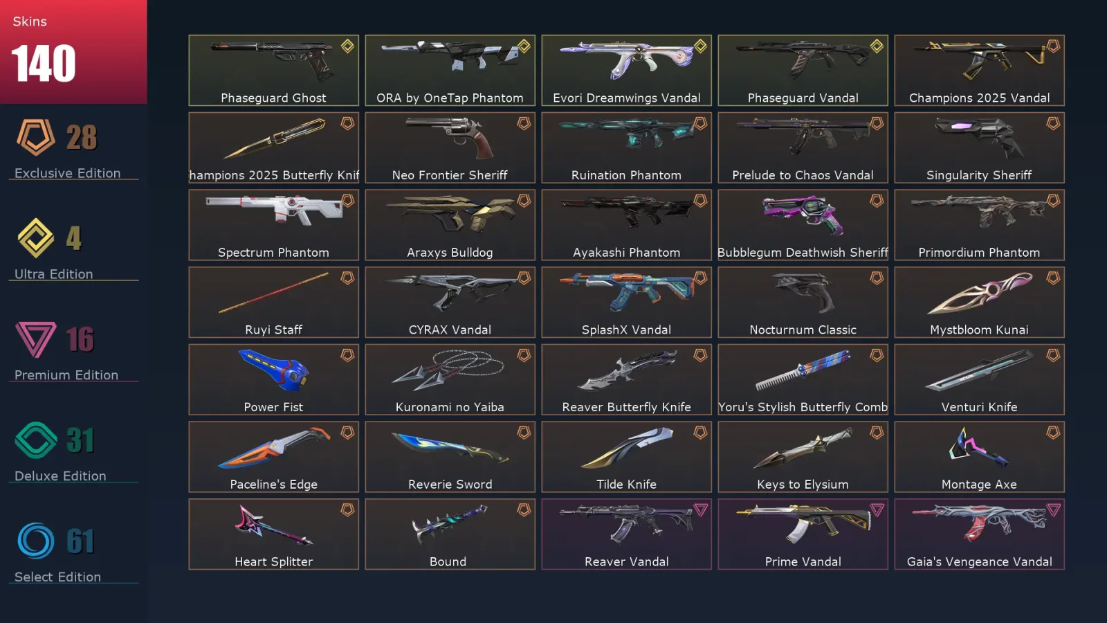 [Valorant] | EU | Level 286 | 29 Agents | 140 Skins — Valorant account