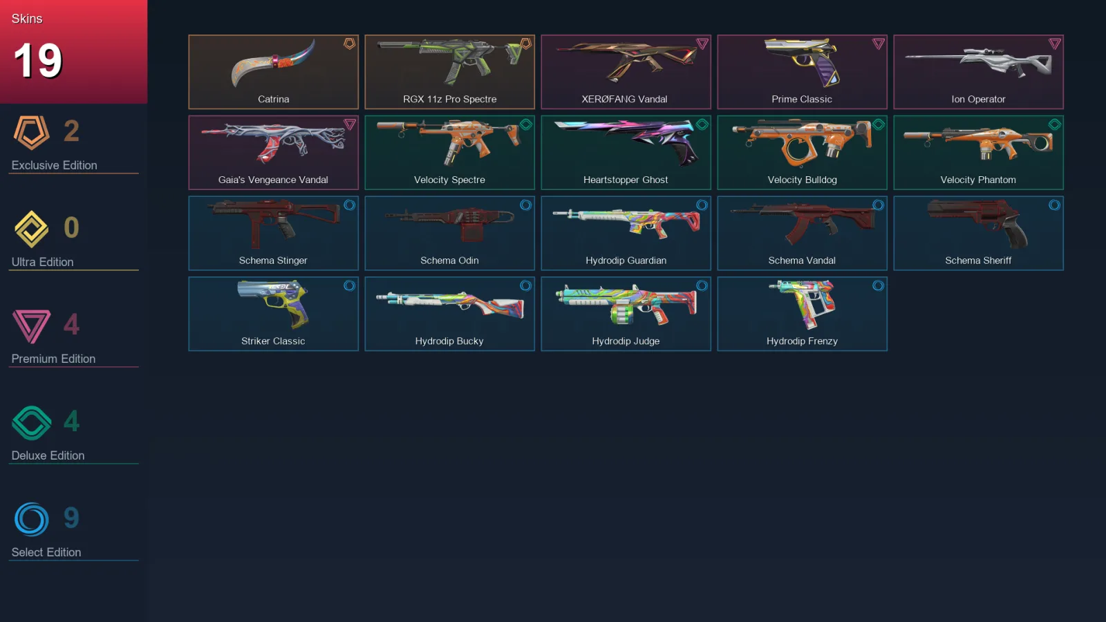 AP | Lv70 | Unranked | 19 Skin | 18 Agent | 30 Buddy